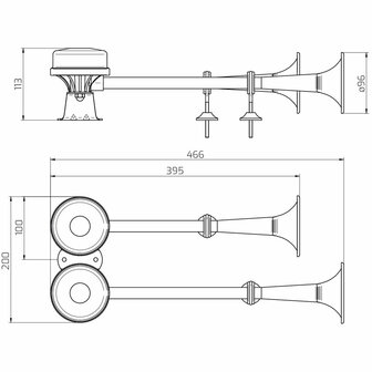 Doppeltes Schiffshorn 12V